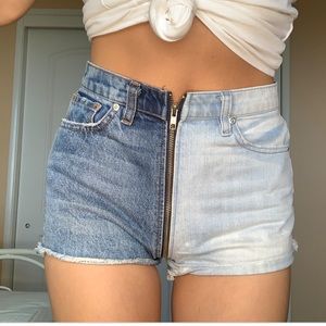 REVICE DENIM Ying Yang Denim Jean Zipper Shorts 27 two tone sexy short